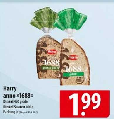 Harry anno »1688« Dinkel 450 g oder Dinkel Saaten 400 g