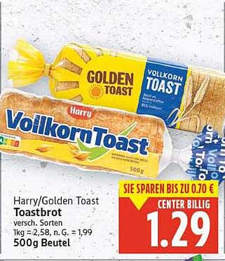 Harry/Golden Toast Toastbrot 500g Beutel