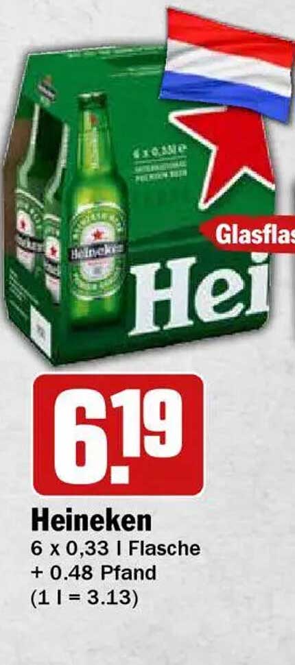 Heineken 6 x 0,33 l Flasche + 0,48 Pfand