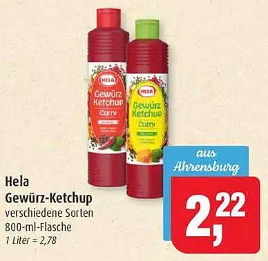 Hela Gewürz-Ketchup verschiedene Sorten 800-ml-Flasche