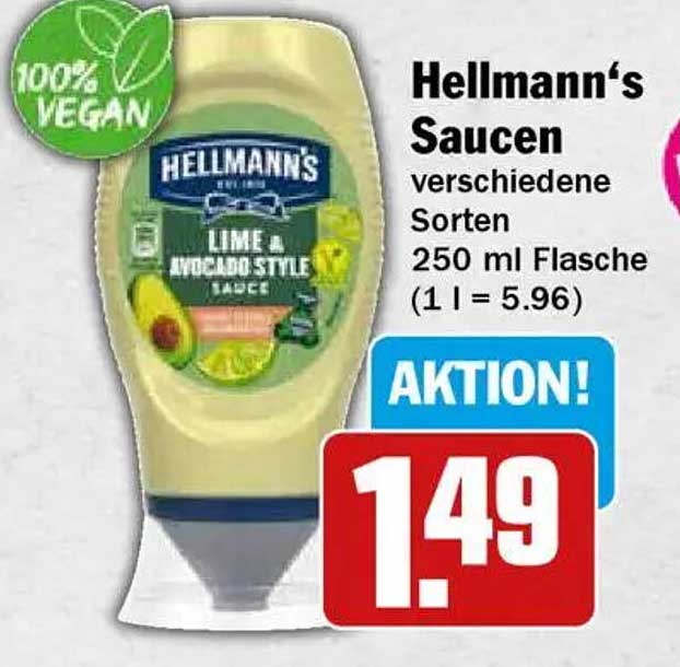 Hellmann's Saucen verschiedene Sorten 250 ml Flasche (1 l = 5,96)