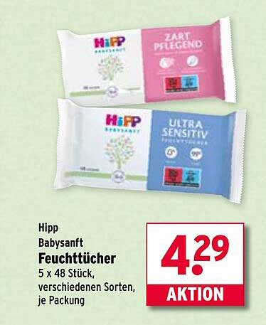Hipp Babysanft Feuchttücher, 5 x 48 Stück, verschiedene Sorten