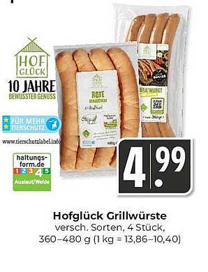 Hofglück Grillwürste, verschiedene Sorten, 4 Stück