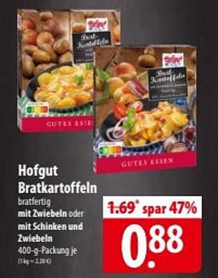 Hofgut Bratkartoffeln bratfertig mit Zwiebeln oder mit Schinken und Zwiebeln 400-g-Packung je