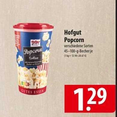 Hofgut Popcorn verschiedene Sorten 45-100 g-Becher