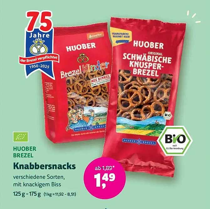 HUOBER Brezel Knabbersnacks 125 g - 175 g