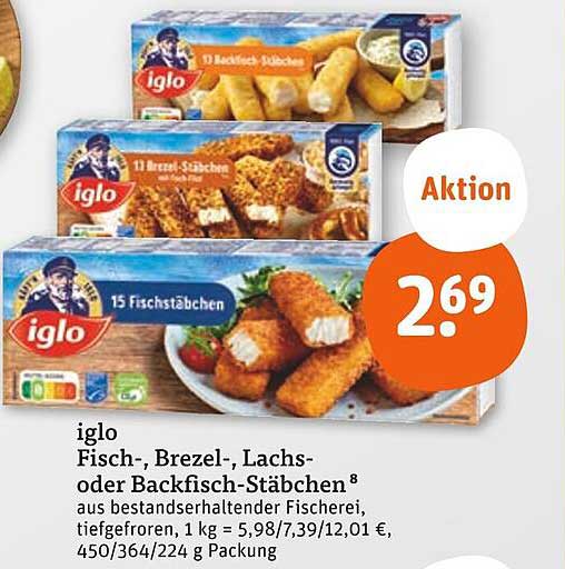 iglo Fisch-, Brezel-, Lachs- oder Backfisch-Stäbchen