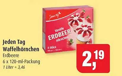 Jeden Tag Waffelhörnchen Erdbeere 6 x 120-ml-Packung