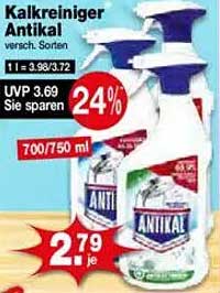 Kalkreiniger Antikal - verschiedene Sorten