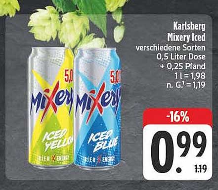 Karlsberg Mixery Iced verschiedene Sorten 0,5 Liter Dose + 0,25 Pfand
