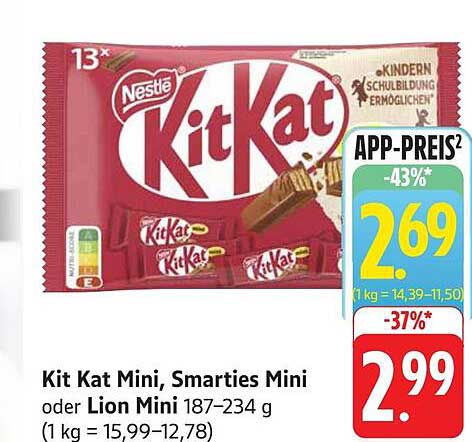 Kit Kat Mini, Smarties Mini oder Lion Mini 187–234 g