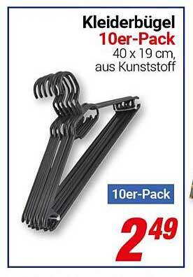 Kleiderbügel 10er-Pack 40 x 19 cm aus Kunststoff