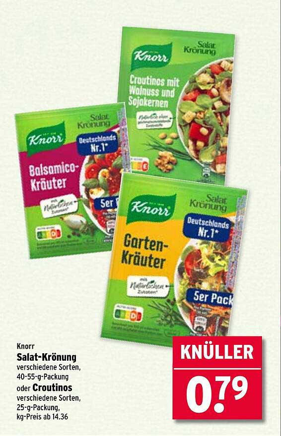 Knorr Salat-Krönung verschiedene Sorten, 40-55-g-Packung oder Croutinos verschiedene Sorten, 25-g-Packung