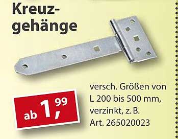 Kreuzgehänge - versch. Größen von L 200 bis 500 mm, verzinkt