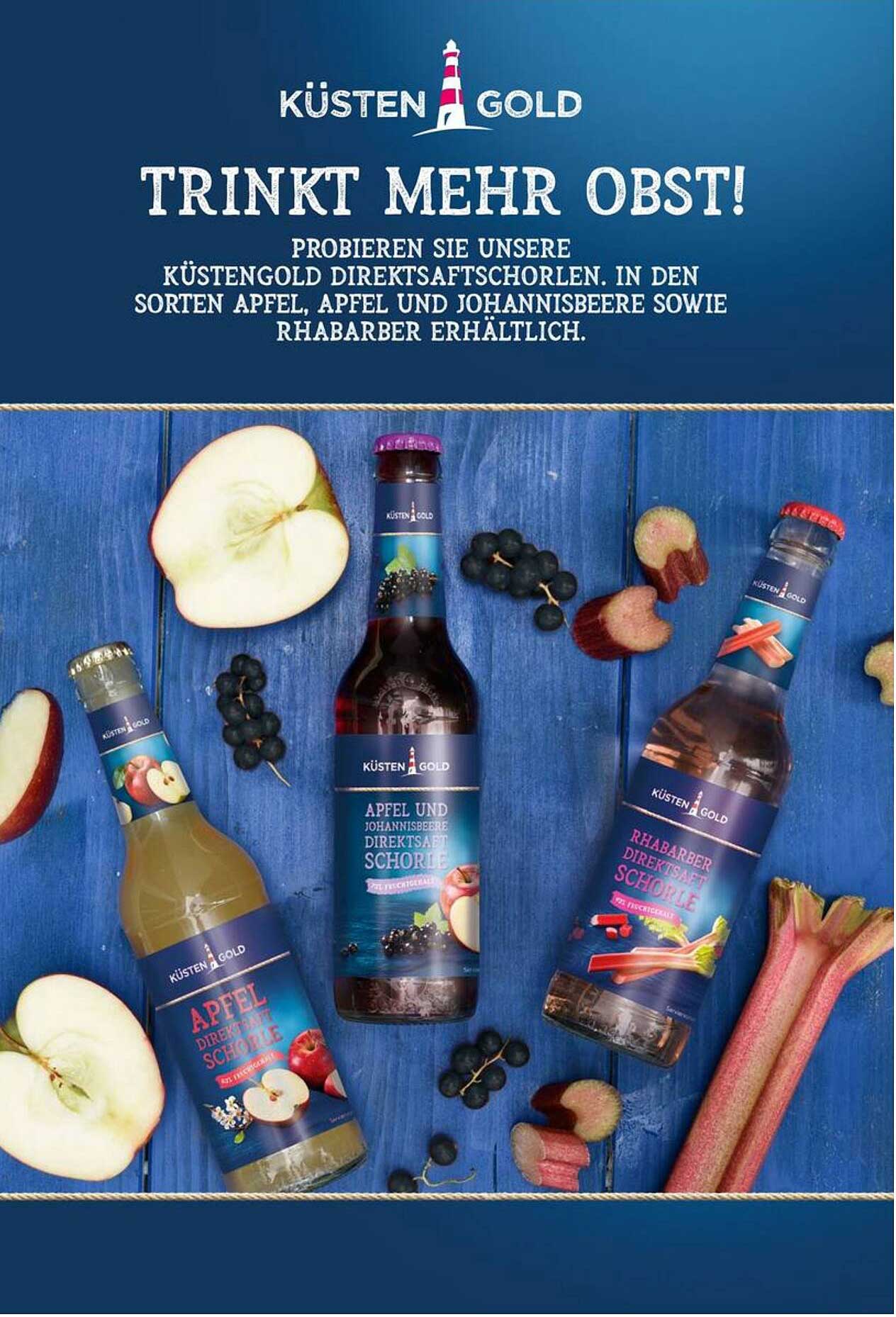 Küsten Gold Direktsaftschorlen – Trink mehr Obst!