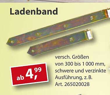Ladenband - versch. Größen von 300 bis 1000 mm, schwere und verzinkte Ausführung