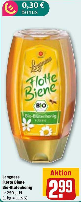 Langnese Flotte Biene Bio-Blütenhonig je 250-g-Fl.
