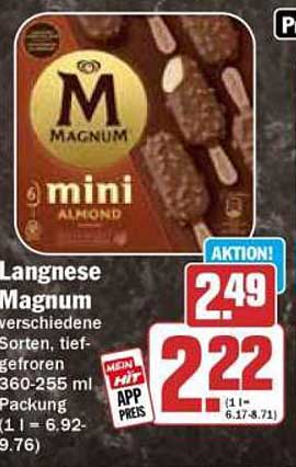 Langnese Magnum Mini Almond - Verschiedene Sorten, tiefgefroren 360-255 ml Packung