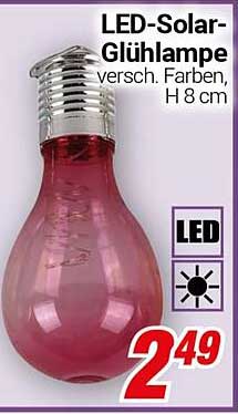 LED-Solar-Glühlampe - verschiedene Farben, H 8 cm