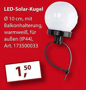 LED-Solar-Kugel Ø 10 cm, mit Balkonhalterung, warmweiß, für außen (IP44)
