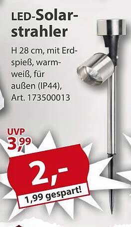 LED-Solarstrahler 28 cm, warm-weiß, für außen (IP44)
