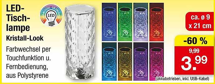 LED-Tischlampe Kristall-Look