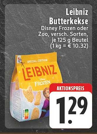 Leibniz Butterkekse - Disney Frozen oder Zoo, verschiedene Sorten, je 125 g Beutel