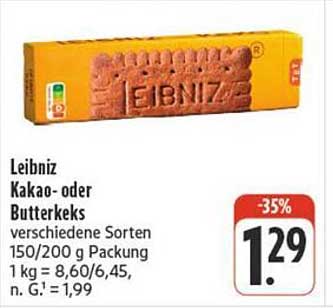 Leibniz Kakao- oder Butterkekse 150/200 g