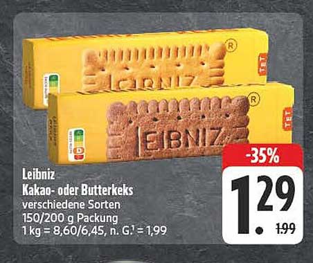 Leibniz Kakao- oder Butterkekse - verschiedene Sorten