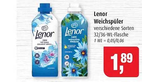 Lenor Weichspüler verschiedene Sorten 32/36-WL-Flasche