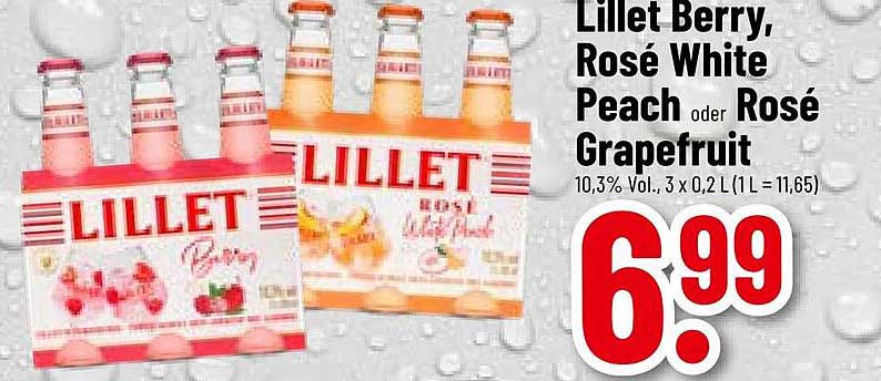 Lillet Berry, Rosé White Peach oder Rosé Grapefruit 3 x 0,2 L