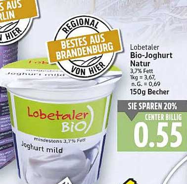 Lobetaler Bio-Joghurt Natur 150g