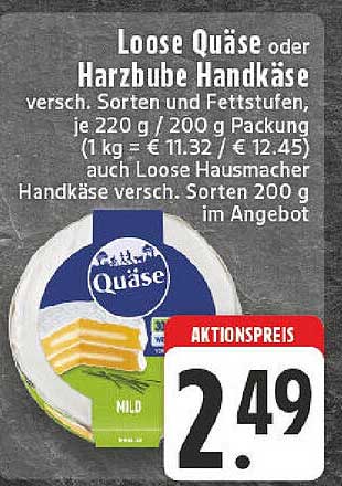 Loose Quäse oder Harzbube Handkäse, 220 g
