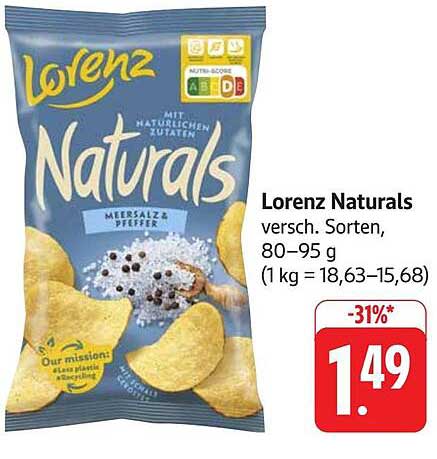 Lorenz Naturals versch. Sorten, 80–95 g