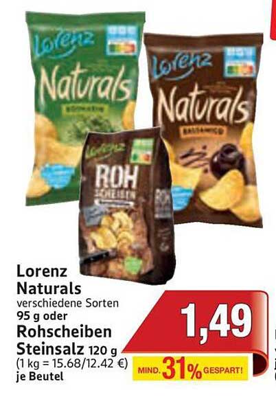 Lorenz Naturals verschiedene Sorten 95 g oder Rohscheiben Steinsalz 120 g
