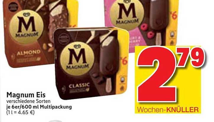 Magnum Eis verschiedene Sorten je 6er/600 ml Multipackung