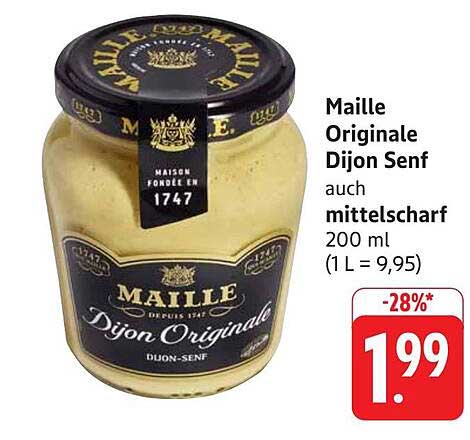 Maille Originale Dijon Senf auch mittelscharf 200 ml