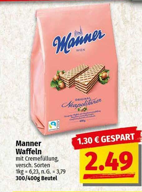 Manner Waffeln mit Cremefüllung, verschiede Sorten