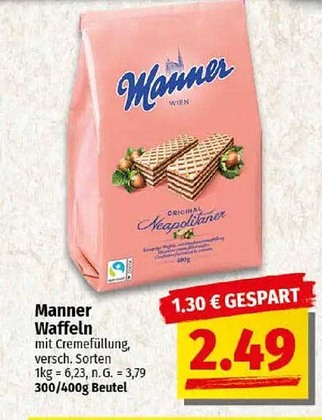Manner Waffeln mit Cremefüllung, verschiedene Sorten