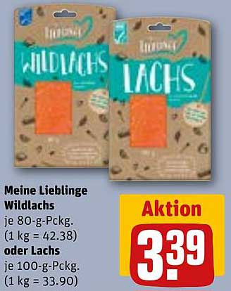 Meine Lieblinge Wildlachs je 80-g-Pckg. (1 kg = 42,38) oder Lachs je 100-g-Pckg. (1 kg = 33,90)