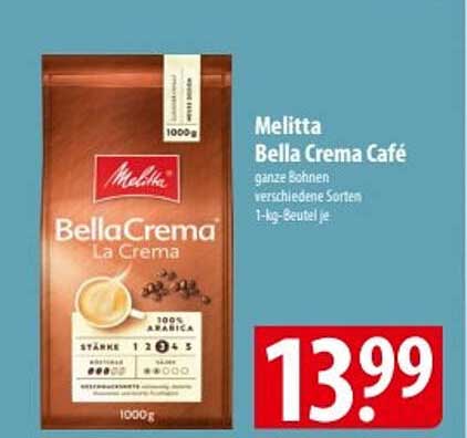 Melitta Bella Crema Café ganze Bohnen 1-kg-Beutel