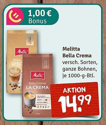 Melitta Bella Crema ganze Bohnen - Aktion: 14,99 €