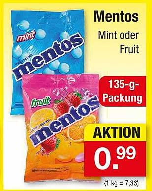 Mentos - Mint oder Fruit 135-g-Packung
