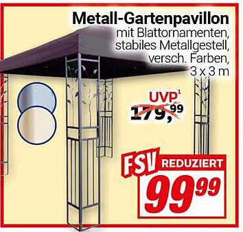 Metall-Gartenpavillon mit Blattornamenten, stabiles Metallgestell, verschiedene Farben, 3 x 3 m