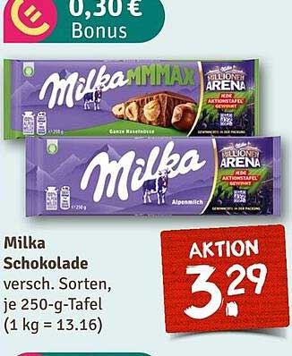 Milka Schokolade - verschiedene Sorten, je 250-g-Tafel