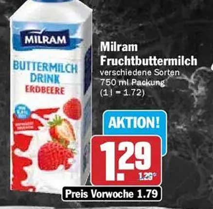 Milram Fruchtbuttermilch verschiedene Sorten 750 ml