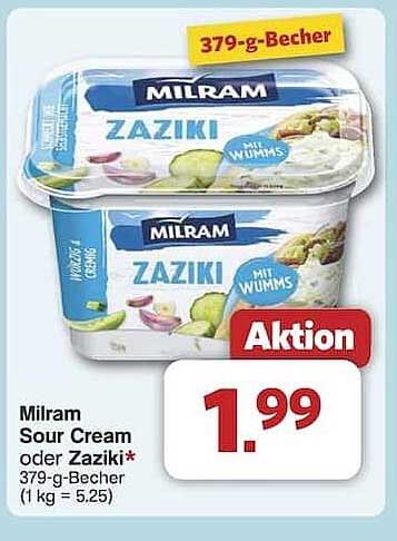 Milram Sour Cream oder Zaziki - 379-g-Becher