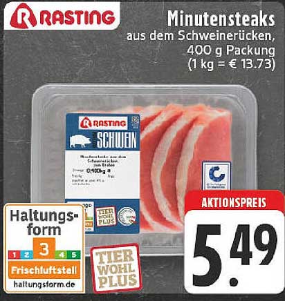 Minutensteaks aus dem Schweinerücken, 400 g Packung