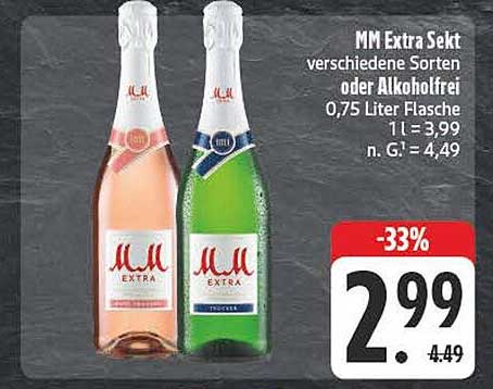 MM Extra Sekt verschiedene Sorten oder Alkoholfrei 0,75 Liter Flasche