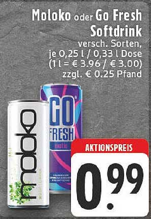Moloko oder Go Fresh Softdrink – Aktionspreis!